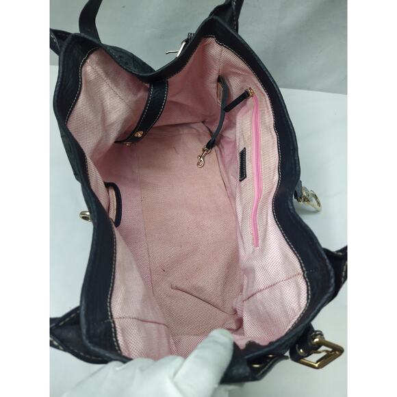 Dooney & Bourke Gray Canvas Leather Trim DB Printed Hook Satchel Shoulder Bag - Picture 15 of 16